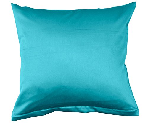 Lorena Uni Classic Mako-Satin Kissen Bezug einfarbig Baumwolle (türkis, 35 cm x 40 cm) von Lorena Textil