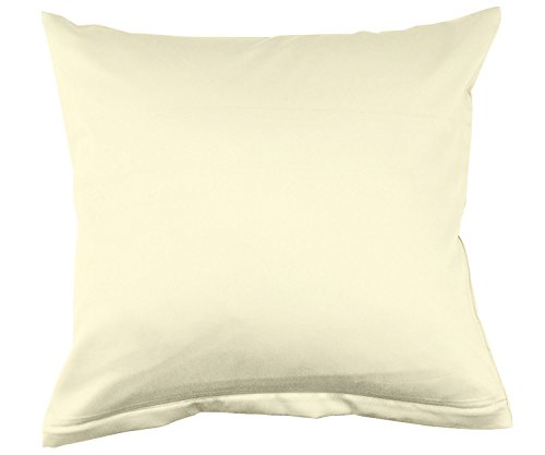 Lorena Uni Classic Mako-Satin Kissen Bezug einfarbig Baumwolle (vanille, 40 cm x 40 cm) von Lorena Textil