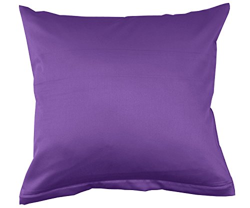 Lorena Uni Classic Mako-Satin Kissen Bezug einfarbig Baumwolle (violett, 40 cm x 40 cm) von Lorena Textil