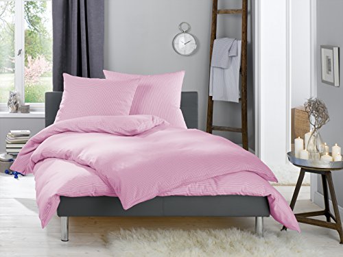 Lorena Feinflanell warme Winter Bettwäsche Streifen Daphne 100% Baumwolle gestreift (rosa, Kissenbezug 40 cm x 40 cm) von Lorena