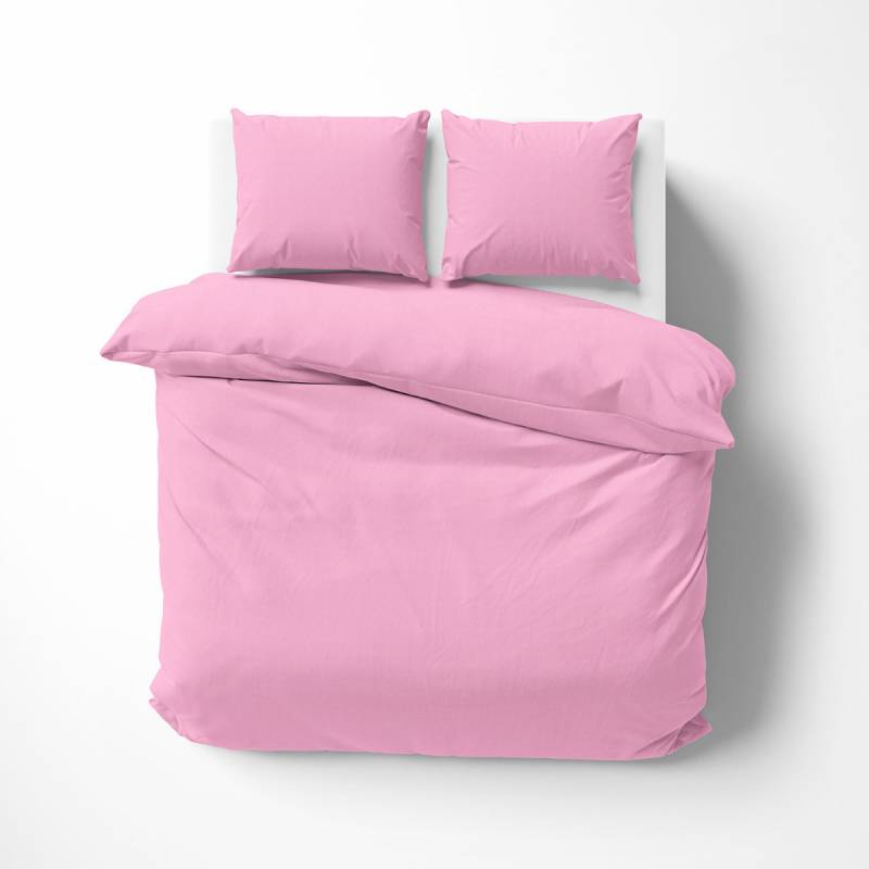 Lorena Feinflanellbettwäsche Daphne Uni rosa Garnitur 200x220 +2x 80x80 von Lorena