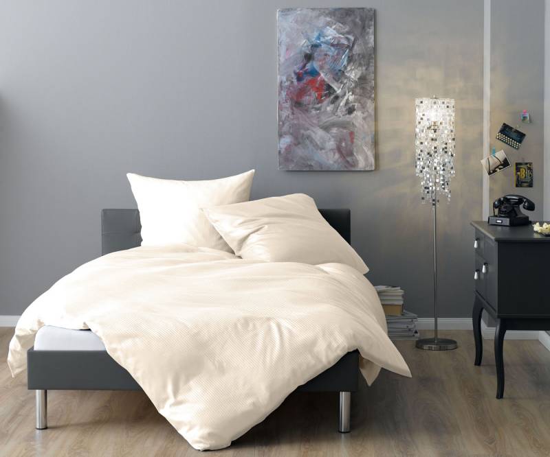 Lorena Mako-Satin Streifenbettwäsche Venedig natur Kissenbezug 40x80cm von Lorena