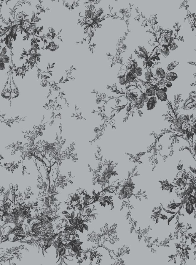 Lorena Mako-Satin Toile-de-Jouy Bettwäsche Marie silber/anthrazit 135x200 von Lorena