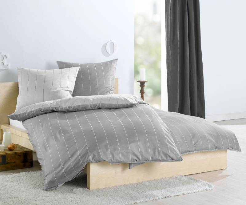 Lorena Mako-Satin Wendebettwäsche Monaco Grau 200x200cm + 80x80cm Lorena Mako-Satin Wendebettwäsche Monaco Grau 200x200cm + 80x80cm von Lorena