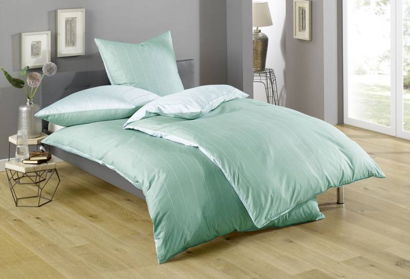 Lorena Mako-Satin Wendebettwäsche Monaco Opal Garnitur 155x220cm + 80x80cm von Lorena