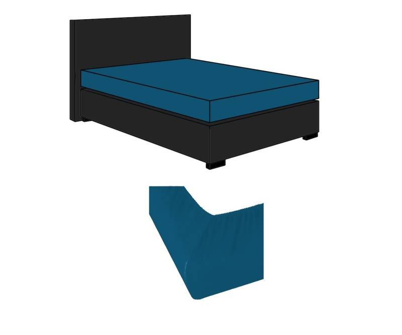 Lorena Mako-Satin einfarbige Spannbettlaken Uni Classic ocean-blau 160x200cm von Lorena