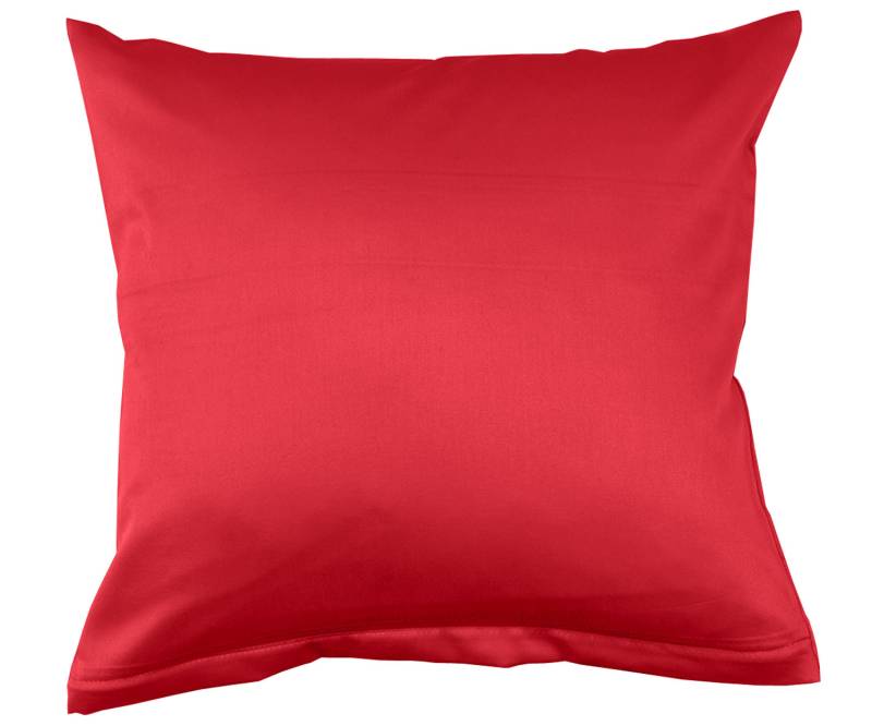 Lorena Mako-Satin uni einfarbige Bettwäsche Classic rot Nackenrolle 15x40cm von Lorena
