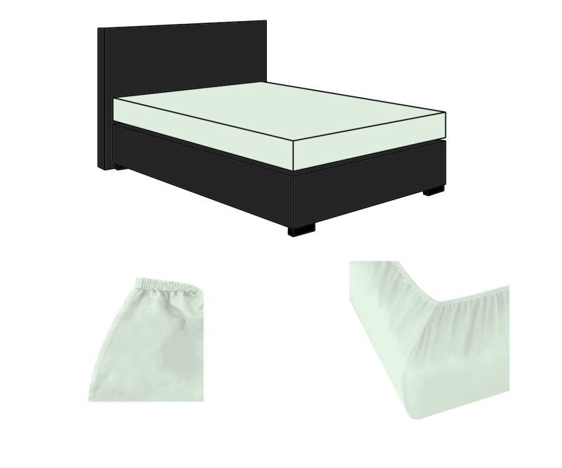 Lorena Mako-Satin uni einfarbige Spannbettlaken Uni Classic icegreen-eisgrün 100x200cm von Lorena