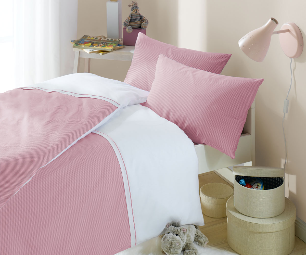 Lorena Mako-Batist Karo Kinder-Bettwäsche Maxi Rosa Garnitur 80x80cm Lorena Mako-Batist Karo Kinder-Bettwäsche Maxi Rosa Garnitur 80x80cm von Lorenchen