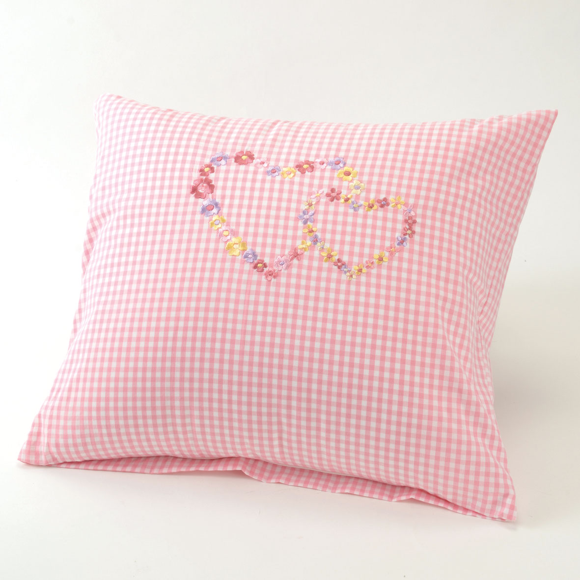 Lorena Mako-Batist Zierkissen Lilly Herzen rosa kariert mit Stickerei 40x40 Lorena Mako-Batist Zierkissen Lilly Herzen rosa kariert mit Stickerei 40x40 von Lorenchen