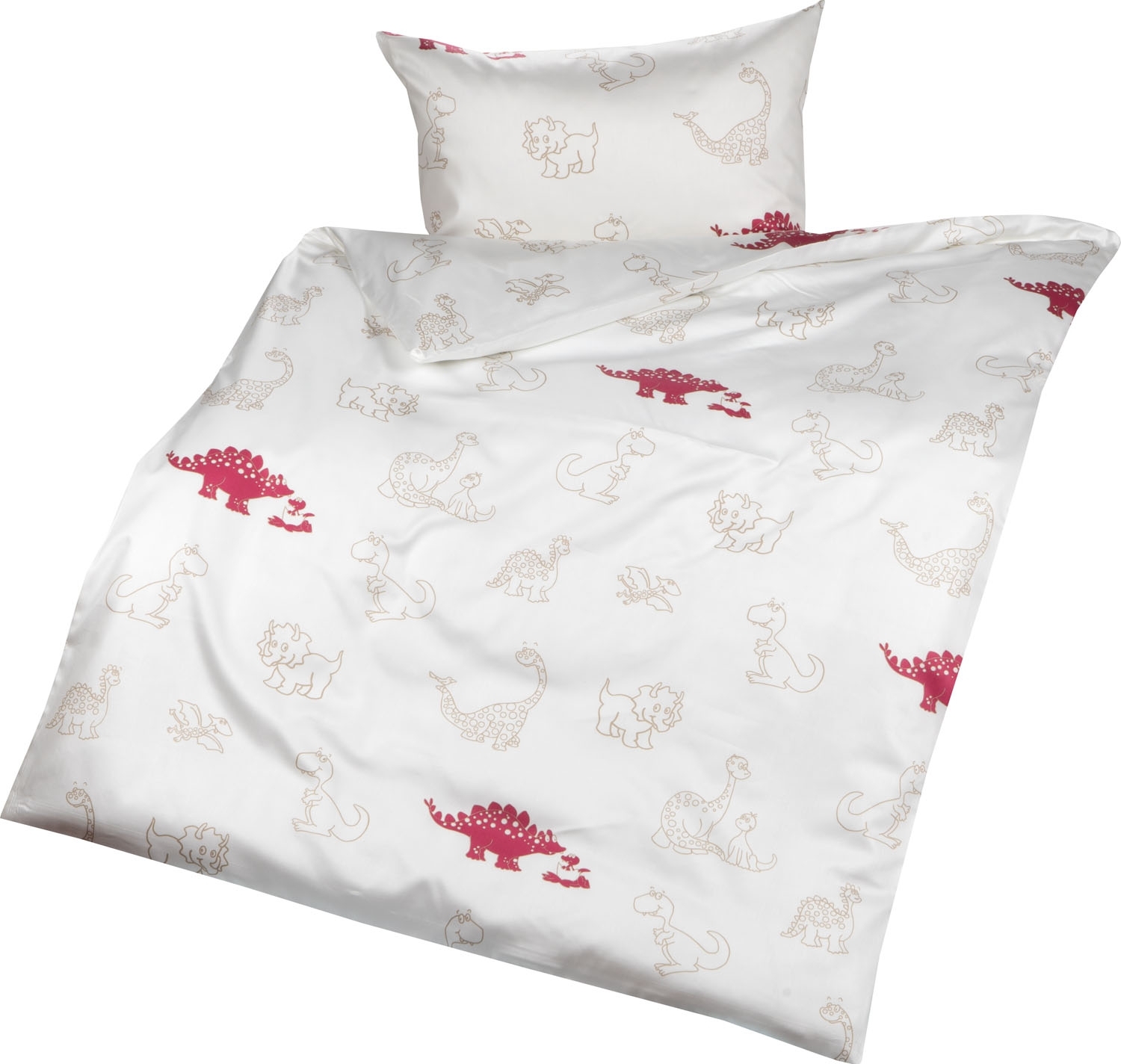 Lorena Mako-Satin Kinder-Bettwäsche Dinosaurier Rot Garnitur 135x200cm Lorena Mako-Satin Kinder-Bettwäsche Dinosaurier Rot Garnitur 135x200cm von Lorenchen