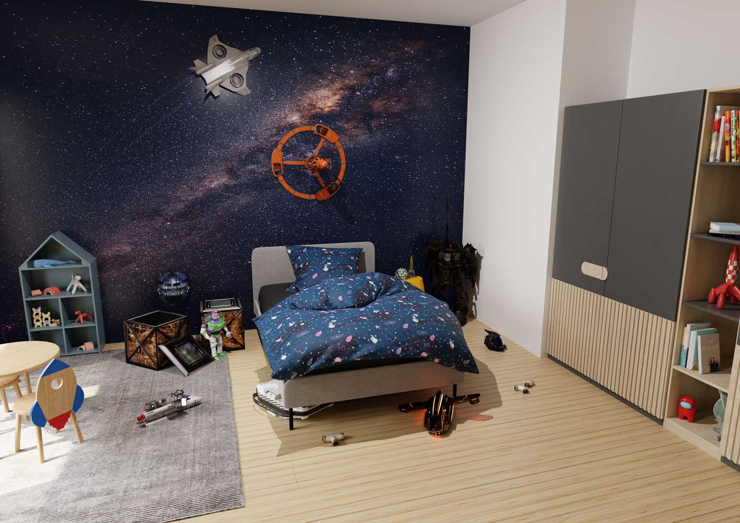 Lorenchen von Lorena Mako-Satin Kinder Bettwäsche Astronaut blau 135x200 + 80x80 Lorenchen von Lorena Mako-Satin Kinder Bettwäsche Astronaut blau 135x200 + 80x80 von Lorenchen