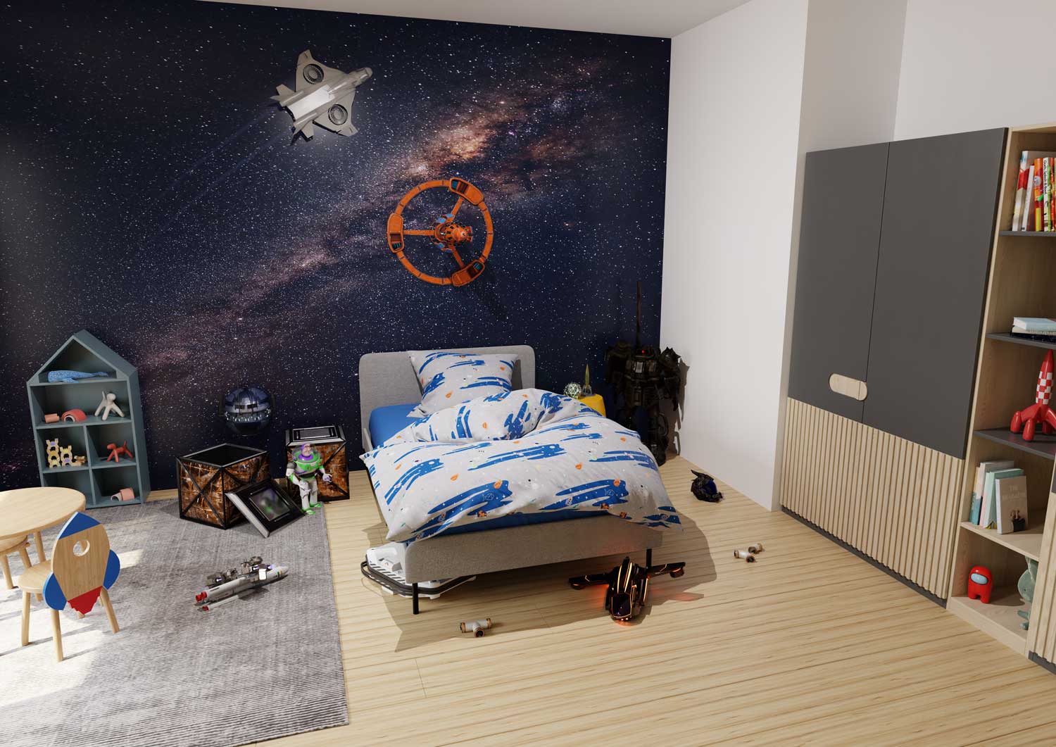 Lorenchen von Lorena Mako-Satin Kinder Bettwäsche Astronaut grau 135x200 + 80x80 Lorenchen von Lorena Mako-Satin Kinder Bettwäsche Astronaut grau 135x200 + 80x80 von Lorenchen