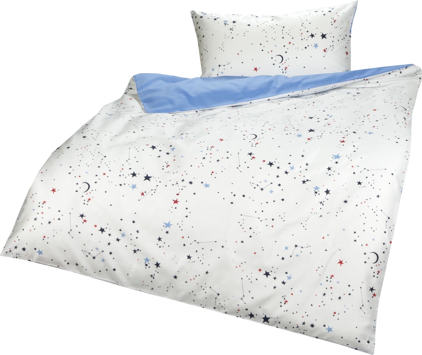 Lorenchen von Lorena Mako-Satin Kinder-Bettwäsche Sternenhimmel hellblau 135 x 200 cm + 80 x 80 cm Lorenchen von Lorena Mako-Satin Kinder-Bettwäsche Sternenhimmel hellblau 135 x 200 cm + 80 x 80 cm von Lorenchen