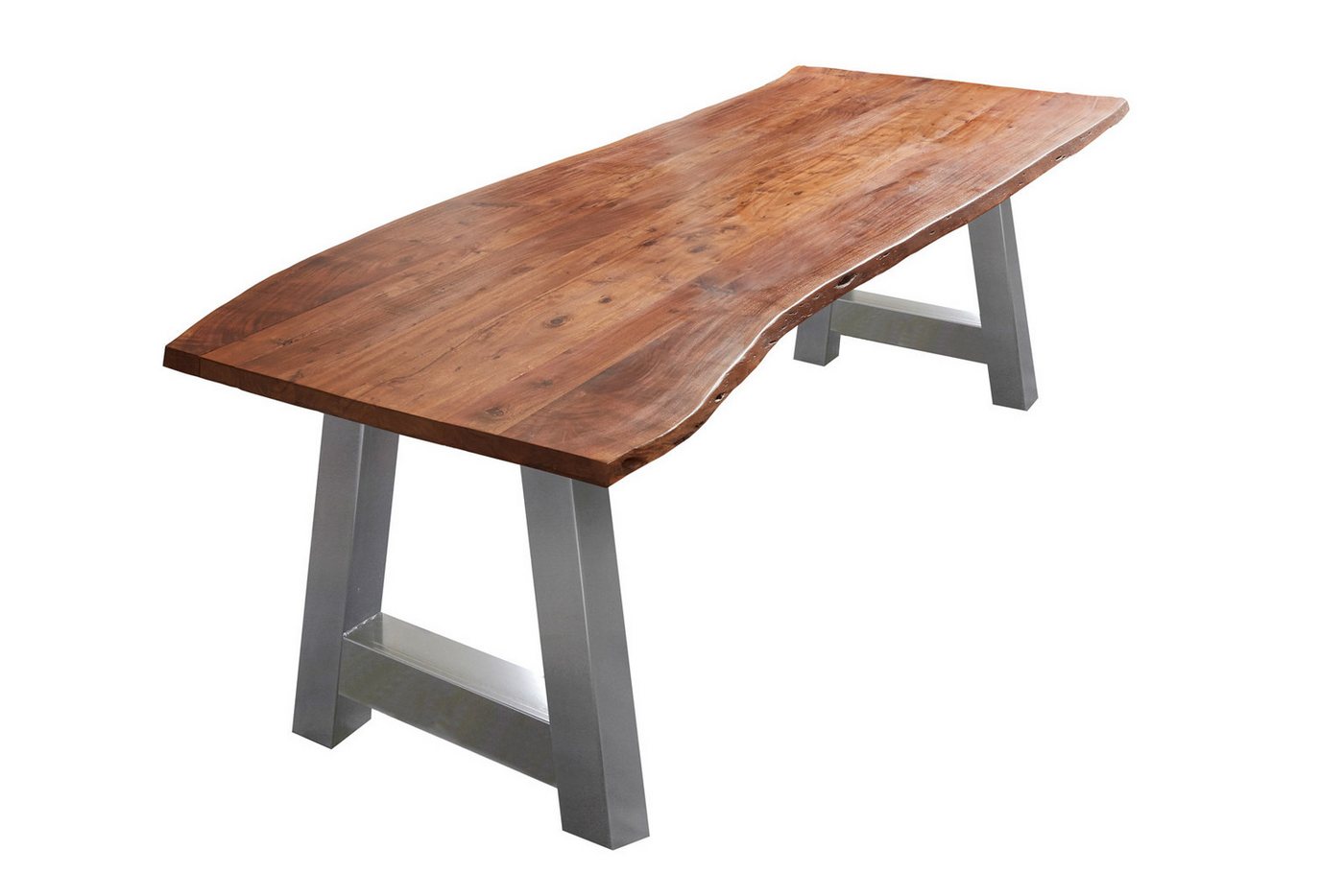 Loreno® Baumkantentisch Athen, massives Akazienholz, natürliche Baumkante, Metallgestell AForm von Loreno®