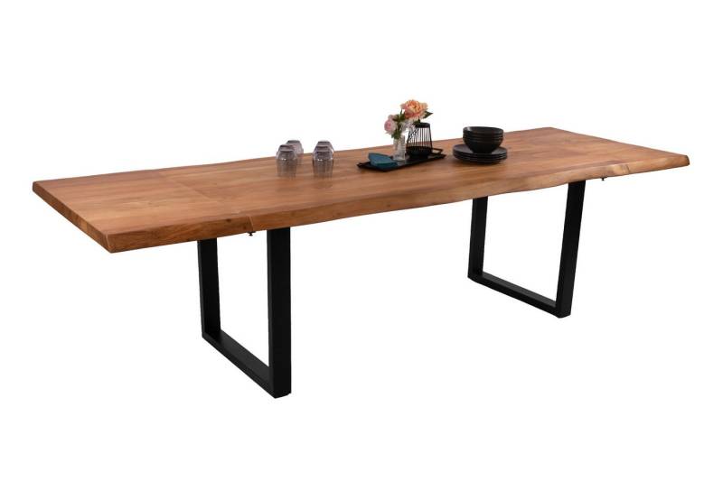 Loreno® Baumkantentisch Cali_Ansteckplatte, Akazienholz, Baumkante massiv, 2 Ansteckplatten, U-Gestell von Loreno®
