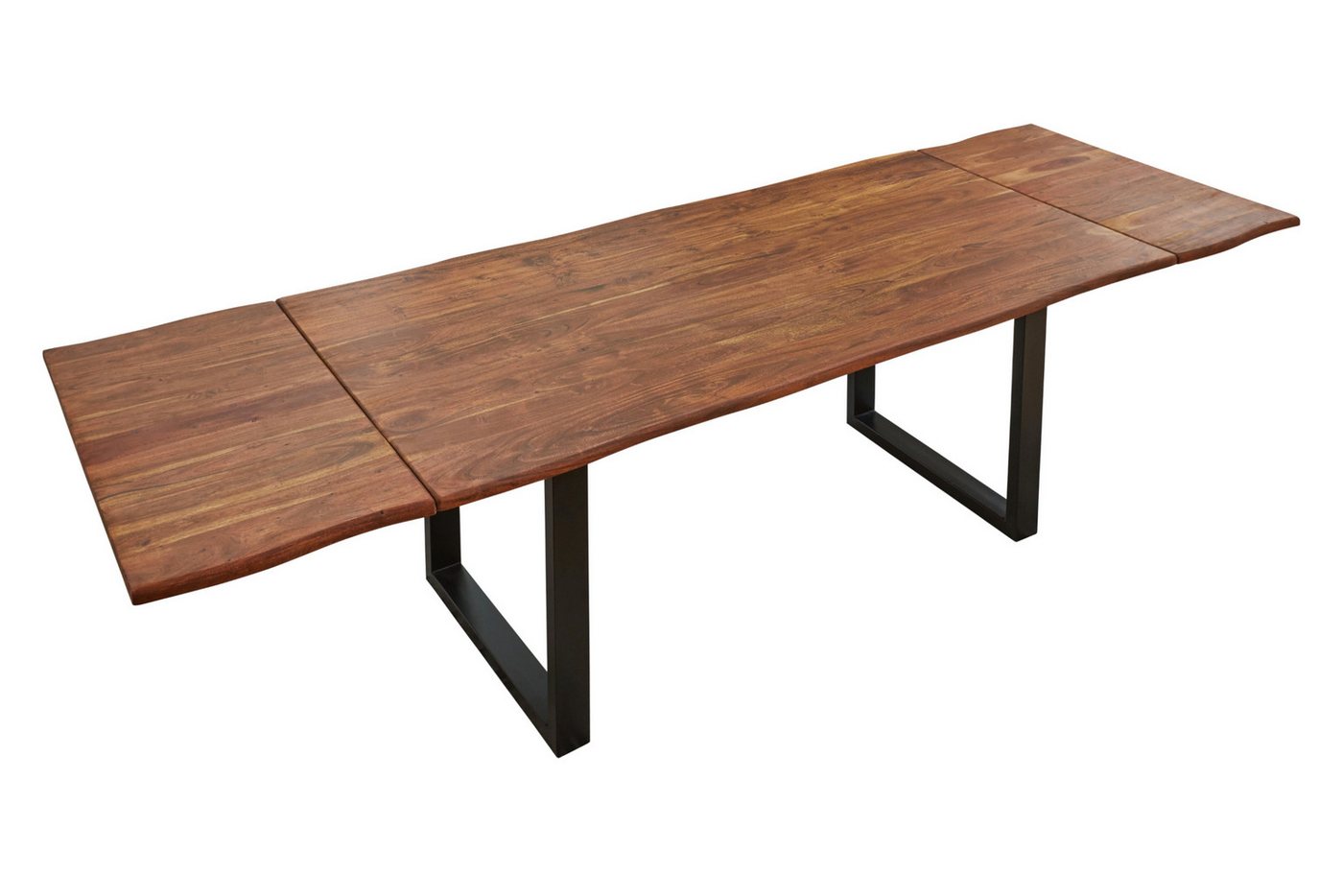 Loreno® Baumkantentisch Norina, Akazienholz, Baumkante massiv, 2 Ansteckplatten, U-Gestell von Loreno®
