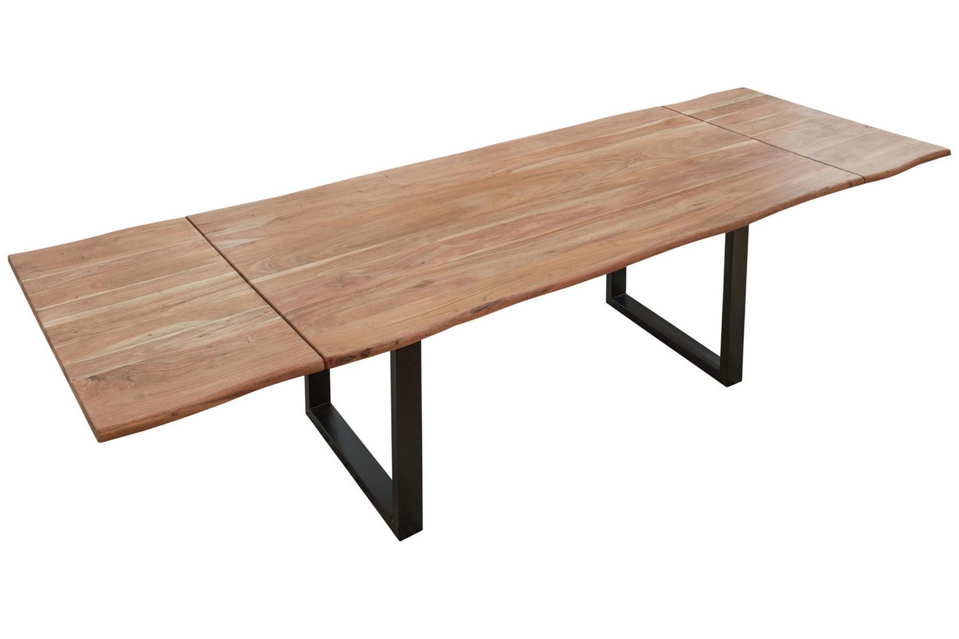 Loreno® Baumkantentisch Norina, Akazienholz, Baumkante massiv, 2 Ansteckplatten, U-Gestell von Loreno®