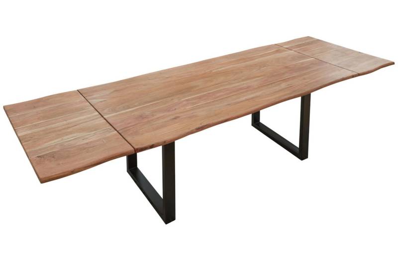 Loreno® Baumkantentisch Norina, Akazienholz, Baumkante massiv, 2 Ansteckplatten, U-Gestell von Loreno®