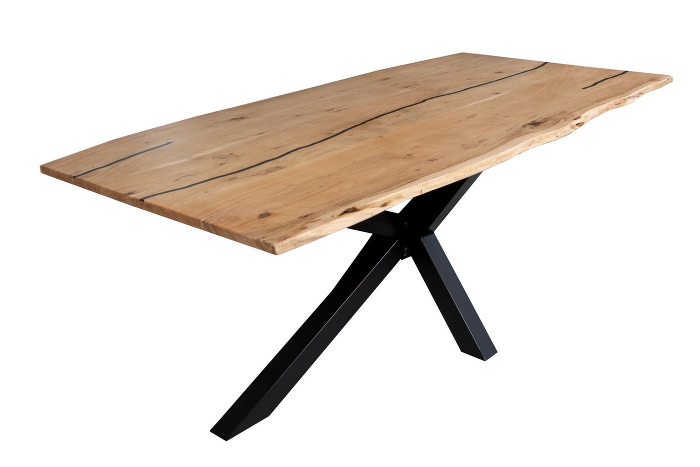 Loreno® Baumkantentisch Polly, Tisch Baumkante 200 x 100 cm naturfarben schwarz von Loreno®