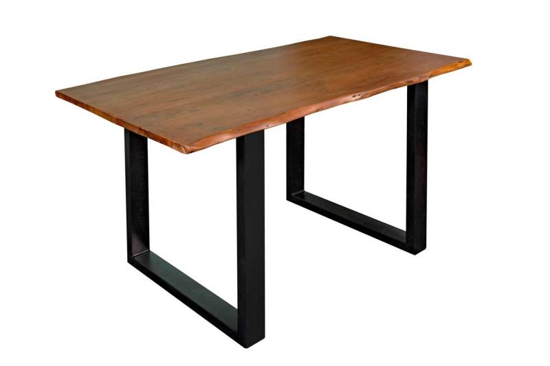 Loreno® Baumkantentisch Quinn, massives Akazienholz, natürliche Baumkante, Metallgestell U-Form von Loreno®