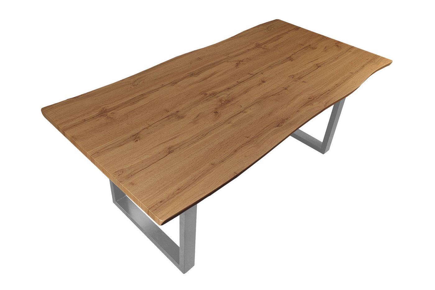 Loreno® Esstisch Josy, Holz Wildeiche-Optik, Baumkante, Metallgestell U-Form von Loreno®