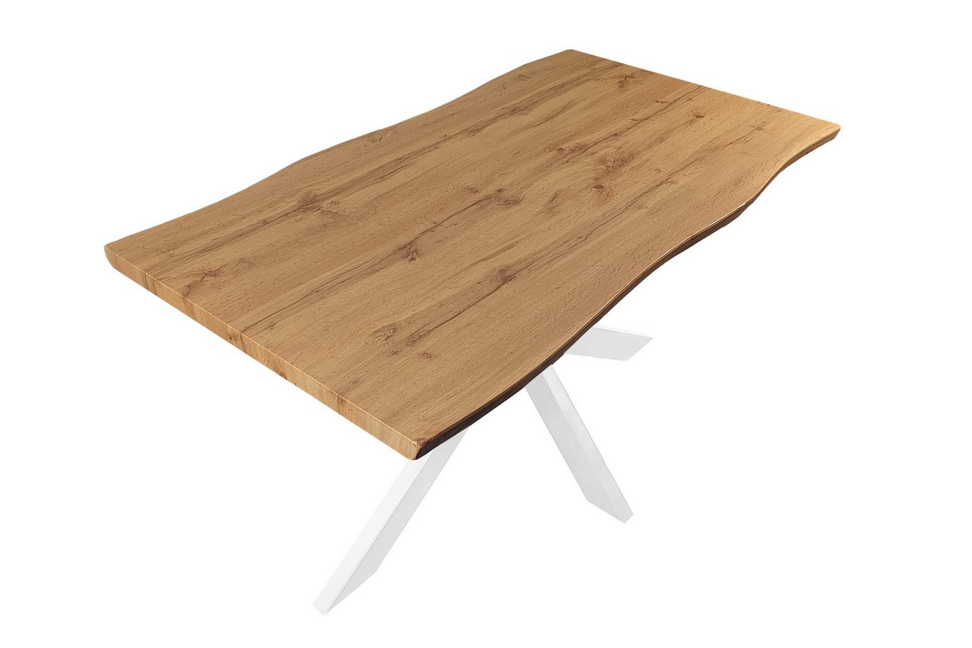 Loreno® Esstisch Josy, Eichenholz, Baumkante, MDF-Platte, Metallgestell von Loreno®
