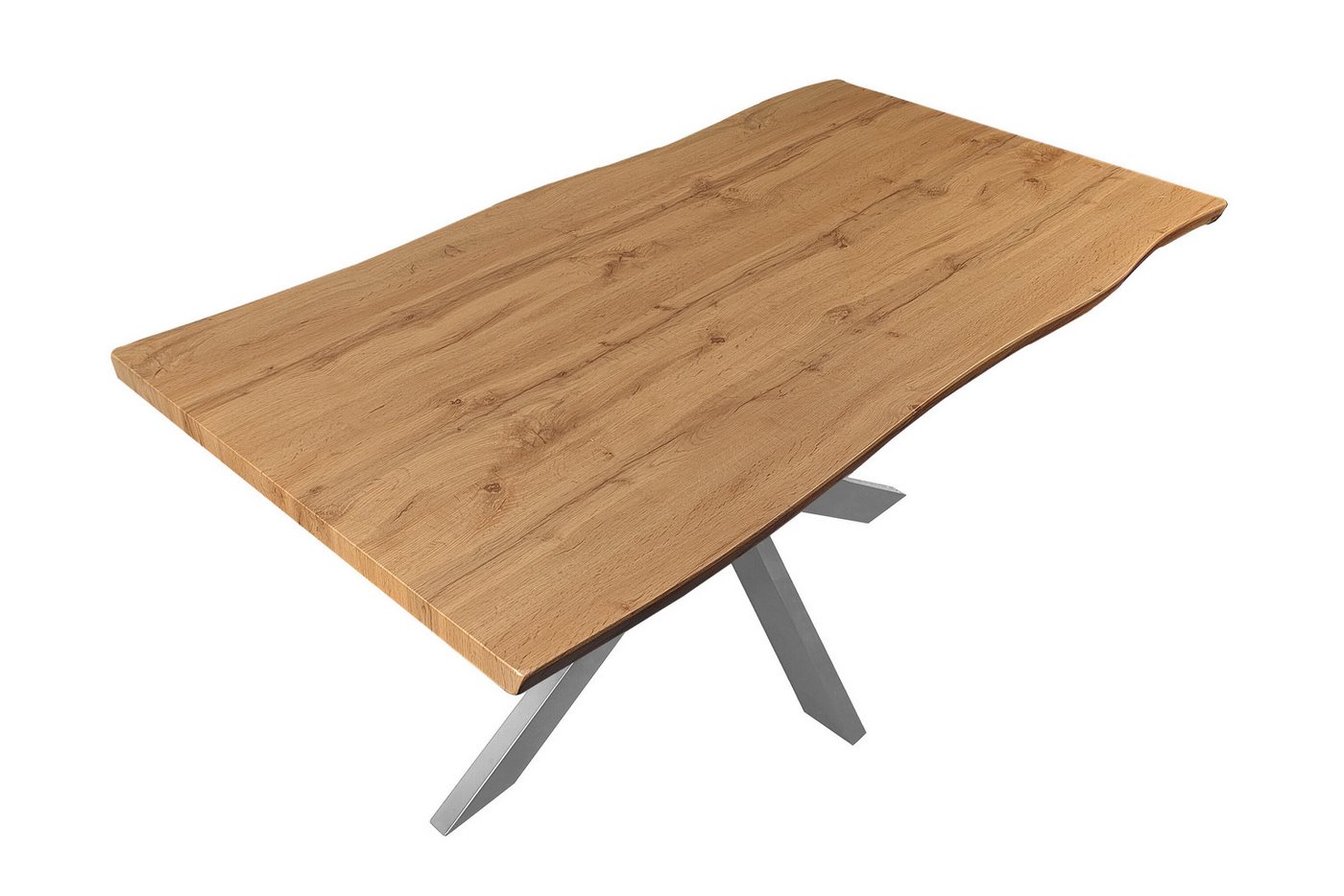 Loreno® Esstisch Josy, Eichenholz, Baumkante, MDF-Platte, Metallgestell von Loreno®