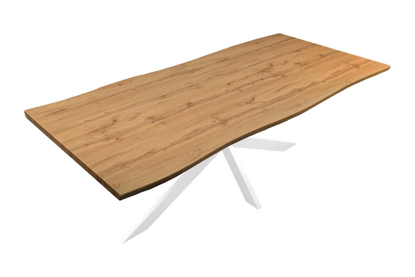 Loreno® Esstisch Josy, Eichenholz, Baumkante, MDF-Platte, Metallgestell von Loreno®