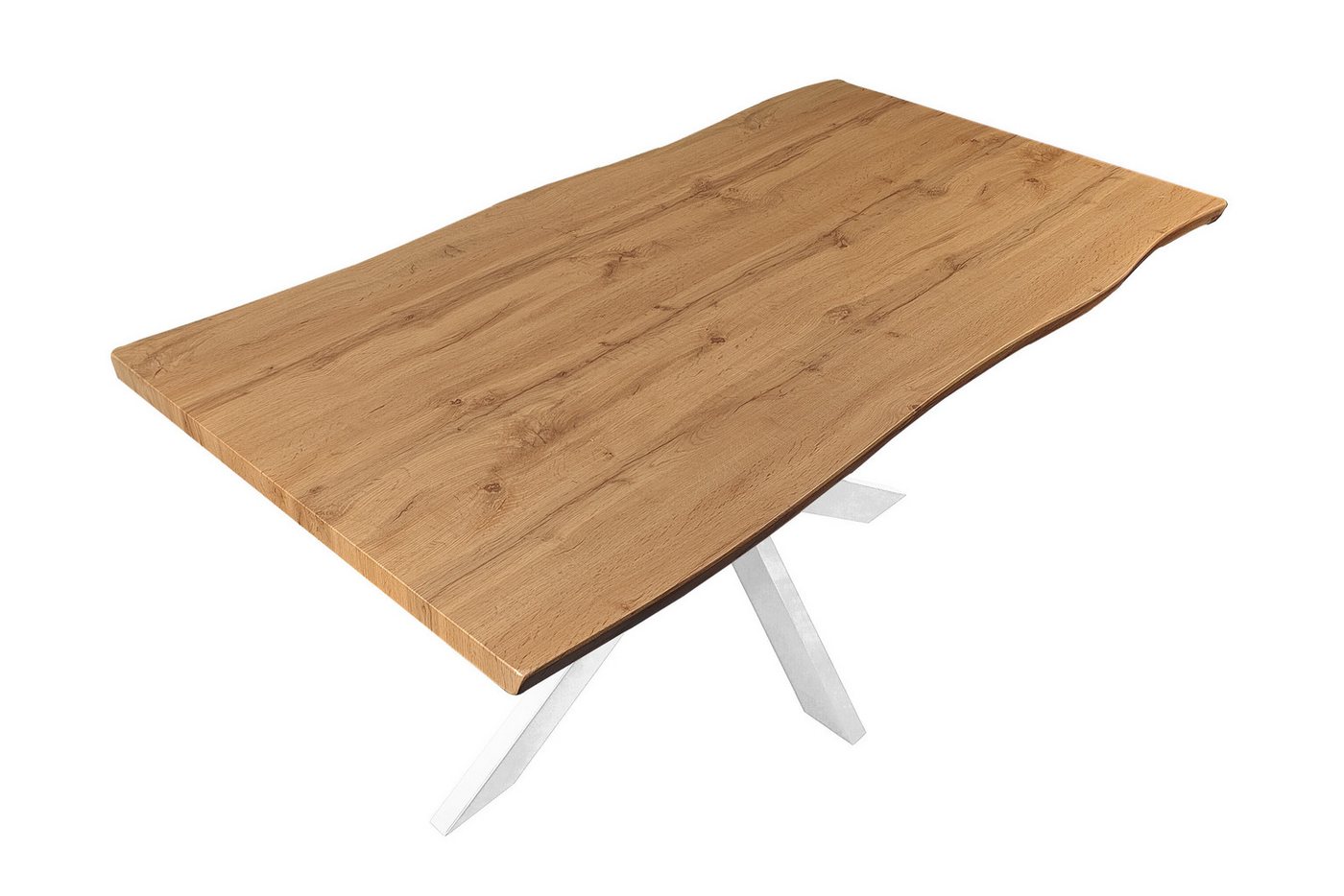 Loreno® Esstisch Josy, Eichenholz, Baumkante, MDF-Platte, Metallgestell von Loreno®