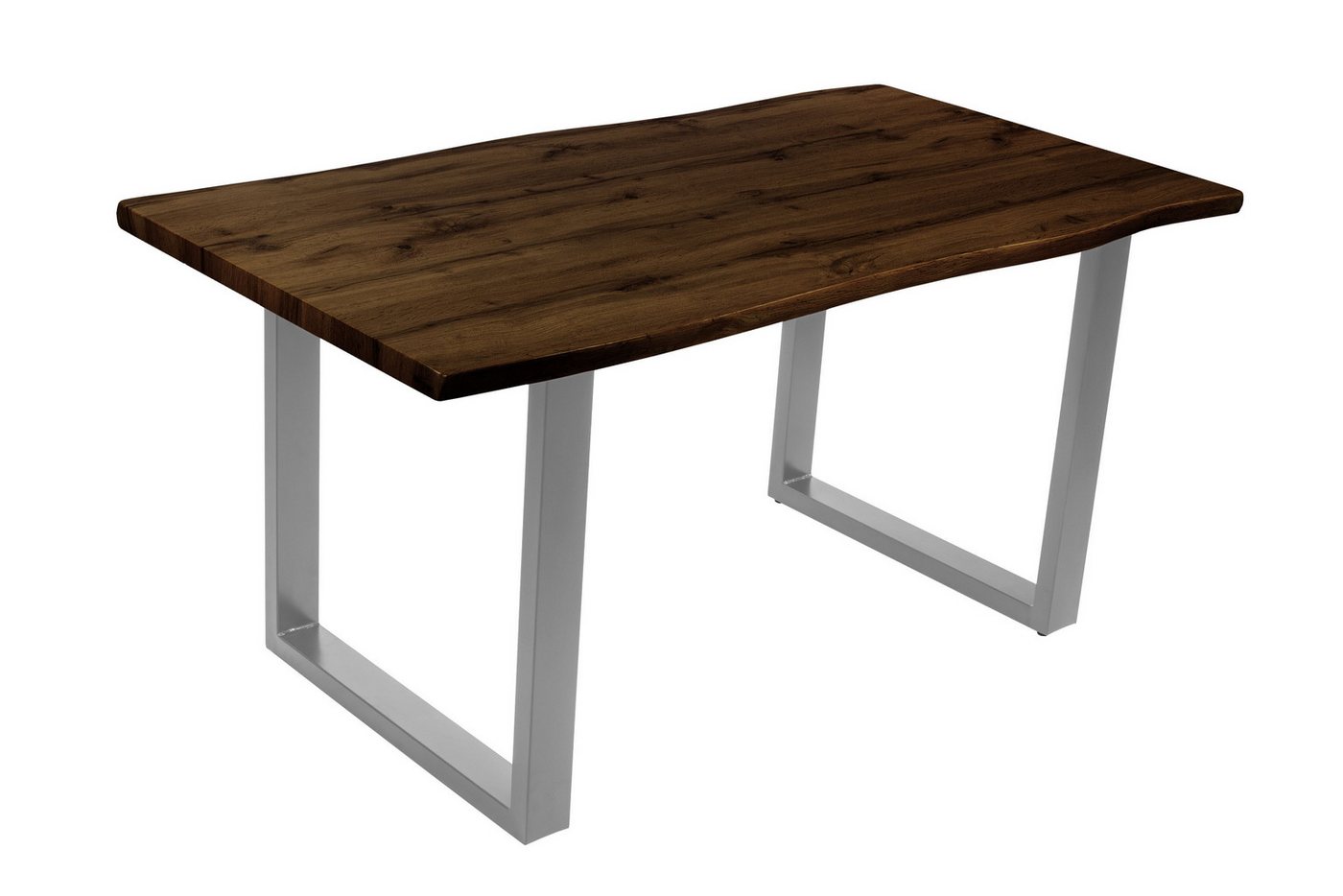 Loreno® Esstisch Josy, Nussbaumholz, Baumkante, MDF-Platte, Metallgestell von Loreno®