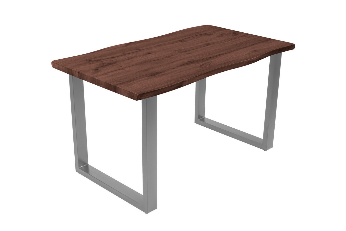 Loreno® Esstisch Josy, Nussbaumholz, Baumkante, MDF-Platte, Metallgestell von Loreno®
