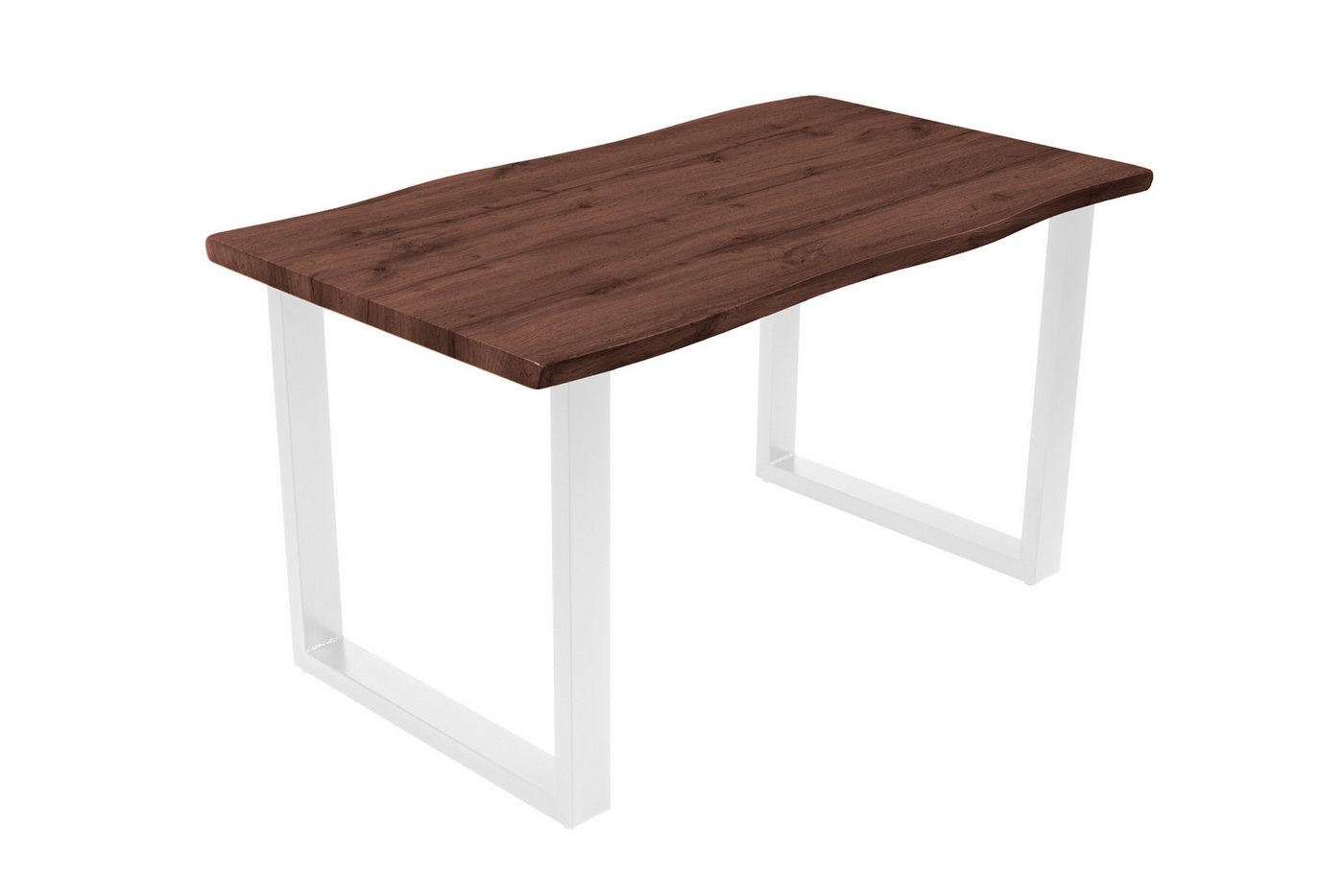 Loreno® Esstisch Josy, Nussbaumholz, Baumkante, MDF-Platte, Metallgestell von Loreno®