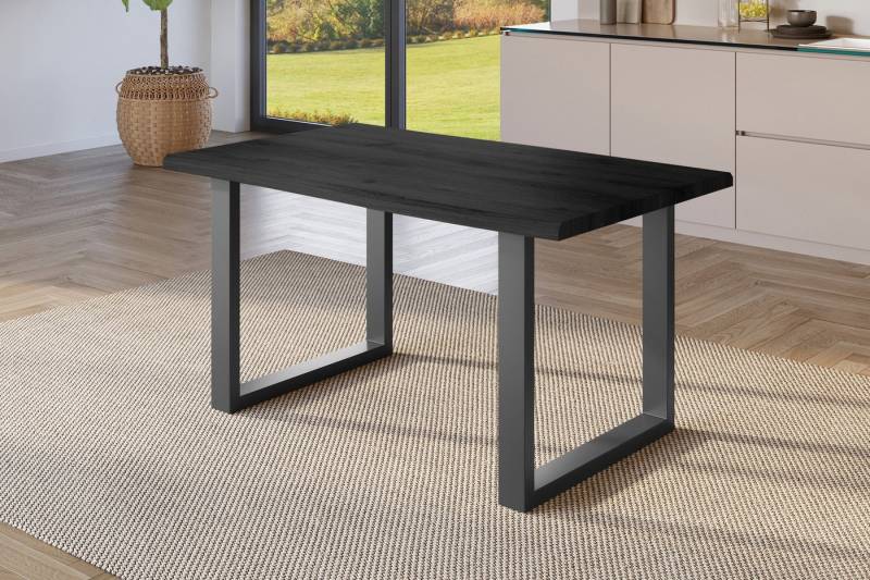 Loreno® Esstisch Julius, Holz-Optik Grau, Baumkante, Metallgestell U-Form von Loreno®
