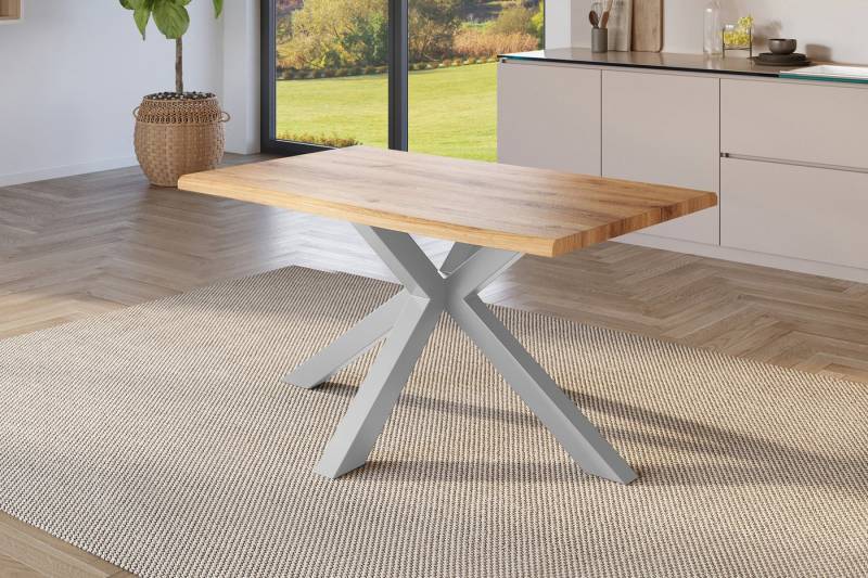 Loreno® Esstisch Julius, Holz-Optik wildeiche, Baumkante, Metallgestell Spider-Form von Loreno®