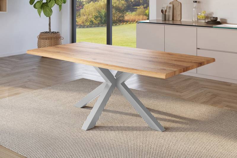 Loreno® Esstisch Julius, Holz-Optik wildeiche, Baumkante, Metallgestell Spider-Form von Loreno®