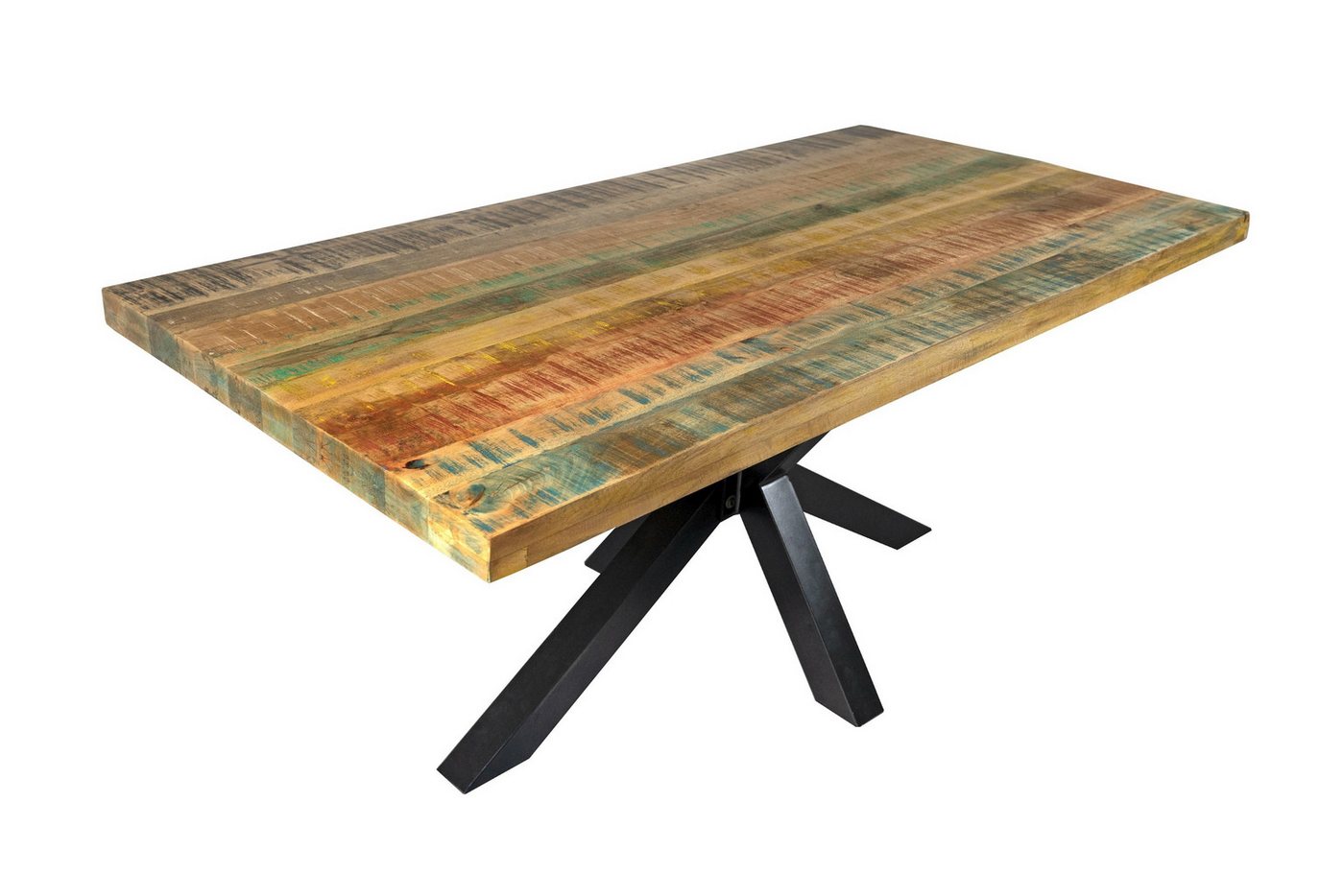 Loreno® Esstisch Libro, massives Mangoholz, gerade Kante, Metallgestell verschiedene Formen von Loreno®