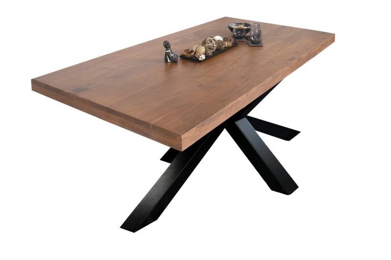 Loreno® Esstisch Rio, Akazienholz, Metallgestell Spider-Form, gerade Kante von Loreno®