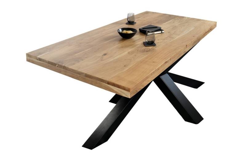 Loreno® Esstisch Rio, Akazienholz, Metallgestell Spider-Form, gerade Kante von Loreno®