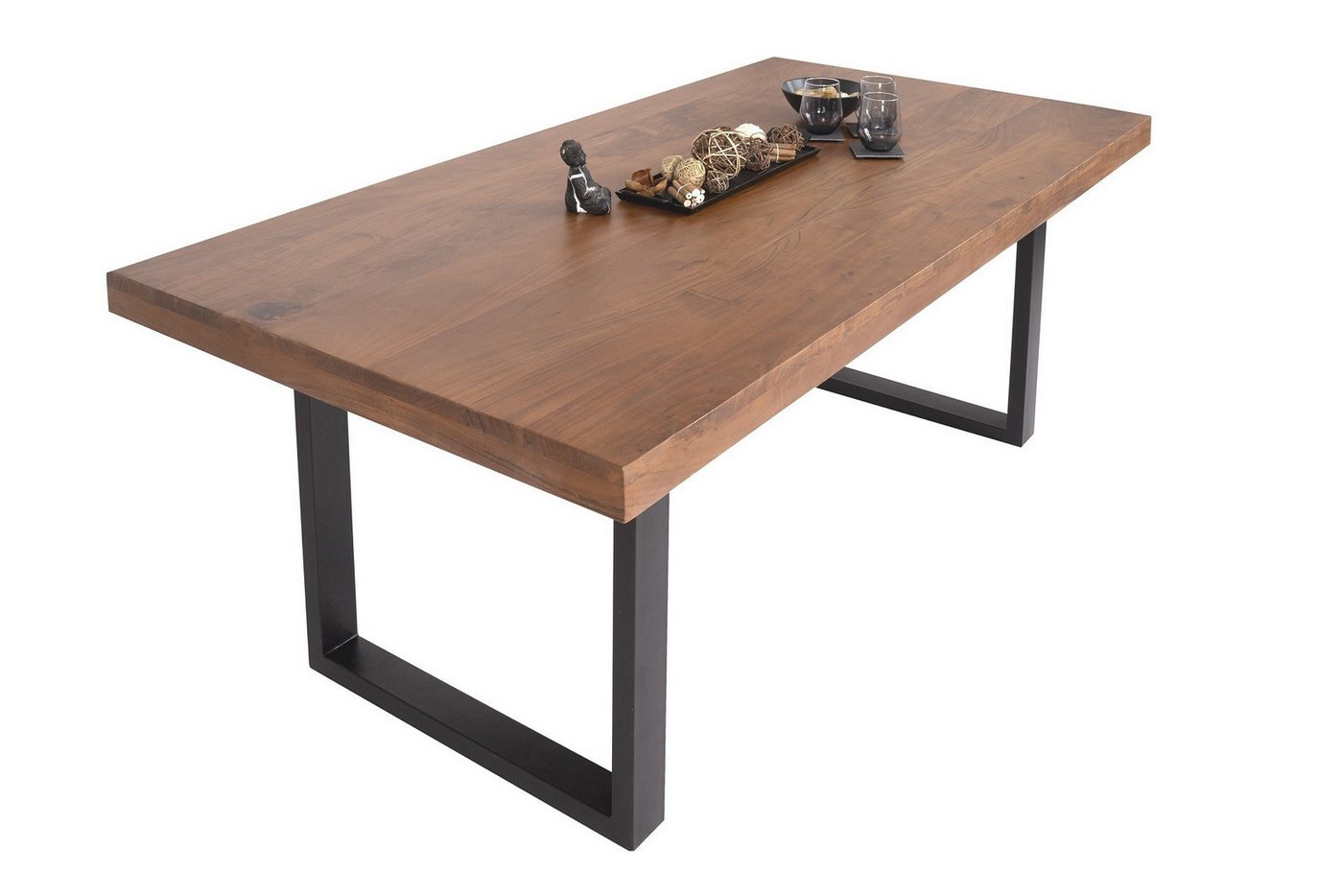 Loreno® Esstisch Rio, Akazienholz, Metallgestell U-Form, gerade Kante von Loreno®