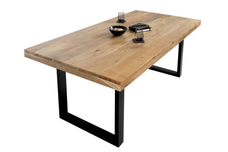 Loreno® Esstisch Rio, Akazienholz, Metallgestell U-Form, gerade Kante von Loreno®