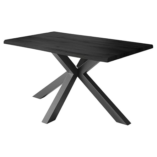 Loreno Esstisch - 120 cm x 80 cm – 4 cm MDF Tischplatte, Grau – Spider Gestell – Schwarz - Perfekt für Esszimmer und Küche von Loreno