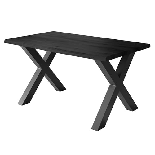 Loreno Esstisch - 120 cm x 80 cm – 4 cm MDF Tischplatte, Grau – X-Gestell – Schwarz - Perfekt für Esszimmer und Küche von Loreno