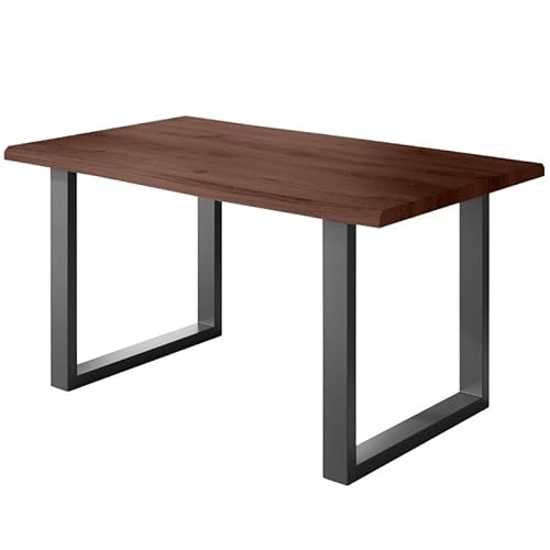 Loreno Esstisch - 120 cm x 80 cm – 4 cm MDF Tischplatte, Nussbaum-Optik – U-Gestell – Schwarz - Perfekt für Esszimmer und Küche von Loreno