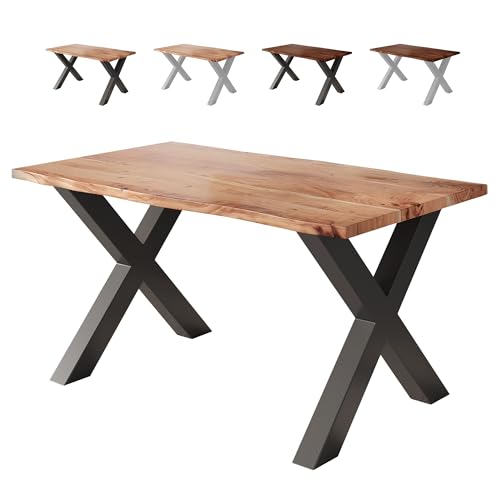 Loreno Esstisch Vento 140×80×77cm – Massiver Akazienholztisch mit 26 mm starker Tischplatte Naturfarben - X-Gestell - Schwarz -Perfekt für Esszimmer und Küche Loreno Esstisch Vento 140×80×77cm – Massiver Akazienholztisch mit 26 mm starker Tischplatte Naturfarben - X-Gestell - Schwarz -Perfekt für Esszimmer und Küche von Loreno