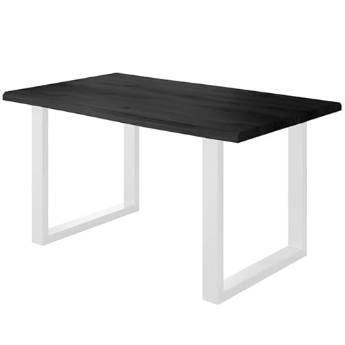 Loreno Esstisch - 160 cm x 85 cm – 4 cm MDF Tischplatte, Grau – U-Gestell – Weiß - Perfekt für Esszimmer und Küche von Loreno