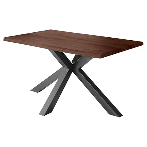 Loreno Esstisch - 160 cm x 85 cm – 4 cm MDF Tischplatte, Nussbaum-Optik – Spider Gestell – Schwarz - Perfekt für Esszimmer und Küche von Loreno