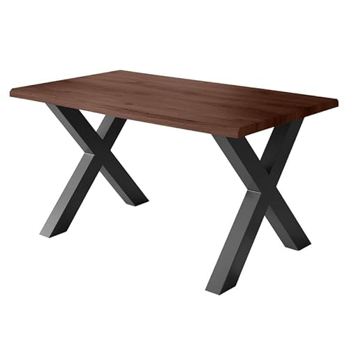 Loreno Esstisch - 160 cm x 85 cm – 4 cm MDF Tischplatte, Nussbaum-Optik – X-Gestell – Schwarz - Perfekt für Esszimmer und Küche von Loreno