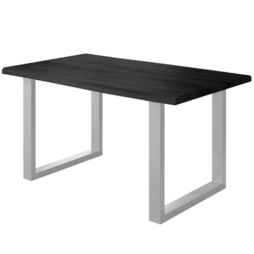 Loreno Esstisch - 180 cm x 90 cm – 4 cm MDF Tischplatte, Grau – U-Gestell – Silber - Perfekt für Esszimmer und Küche von Loreno