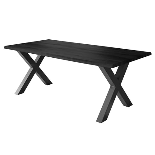 Loreno Esstisch - 180 cm x 90 cm – 4 cm MDF Tischplatte, Grau – X-Gestell – Schwarz - Perfekt für Esszimmer und Küche von Loreno